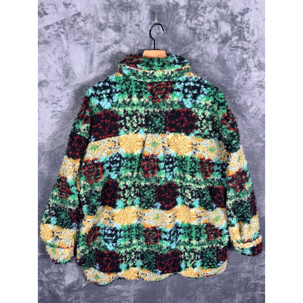 Urban Outfitters Womens Fuzzy Sherpa Jacket L Multicolor Button Up Shacket Coat - Picture 3 of 6